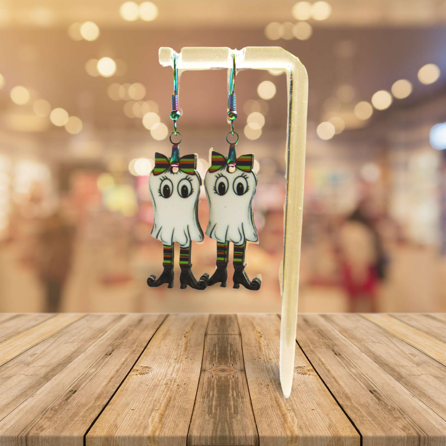 Ghost with Legs Shaped Sublimated Earrings 1.5 inch