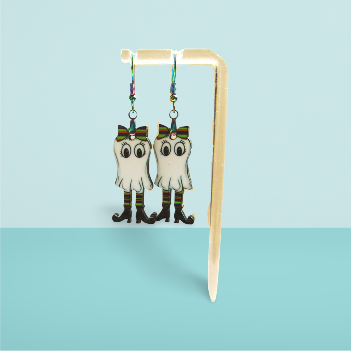 Ghost with Legs Shaped Sublimated Earrings 1.5 inch