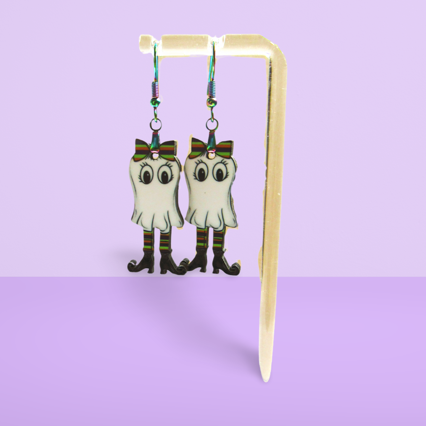 Ghost with Legs Shaped Sublimated Earrings 1.5 inch