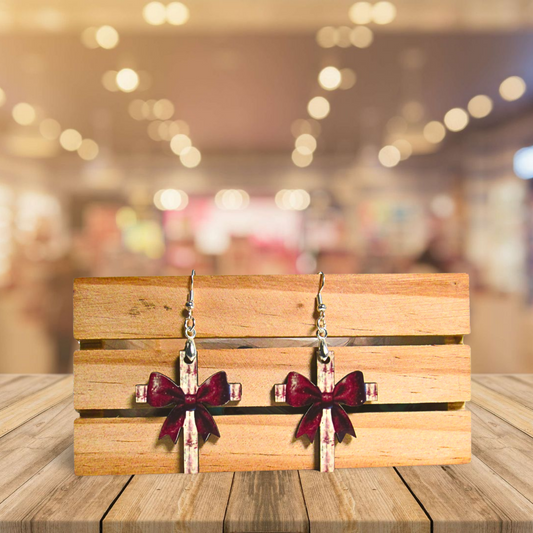 Cross with Bow Shaped Sublimated Earrings 1.5 inch