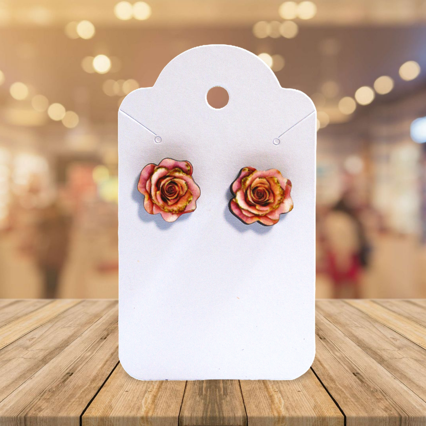 Rose Shaped Sublimated Stud Earrings