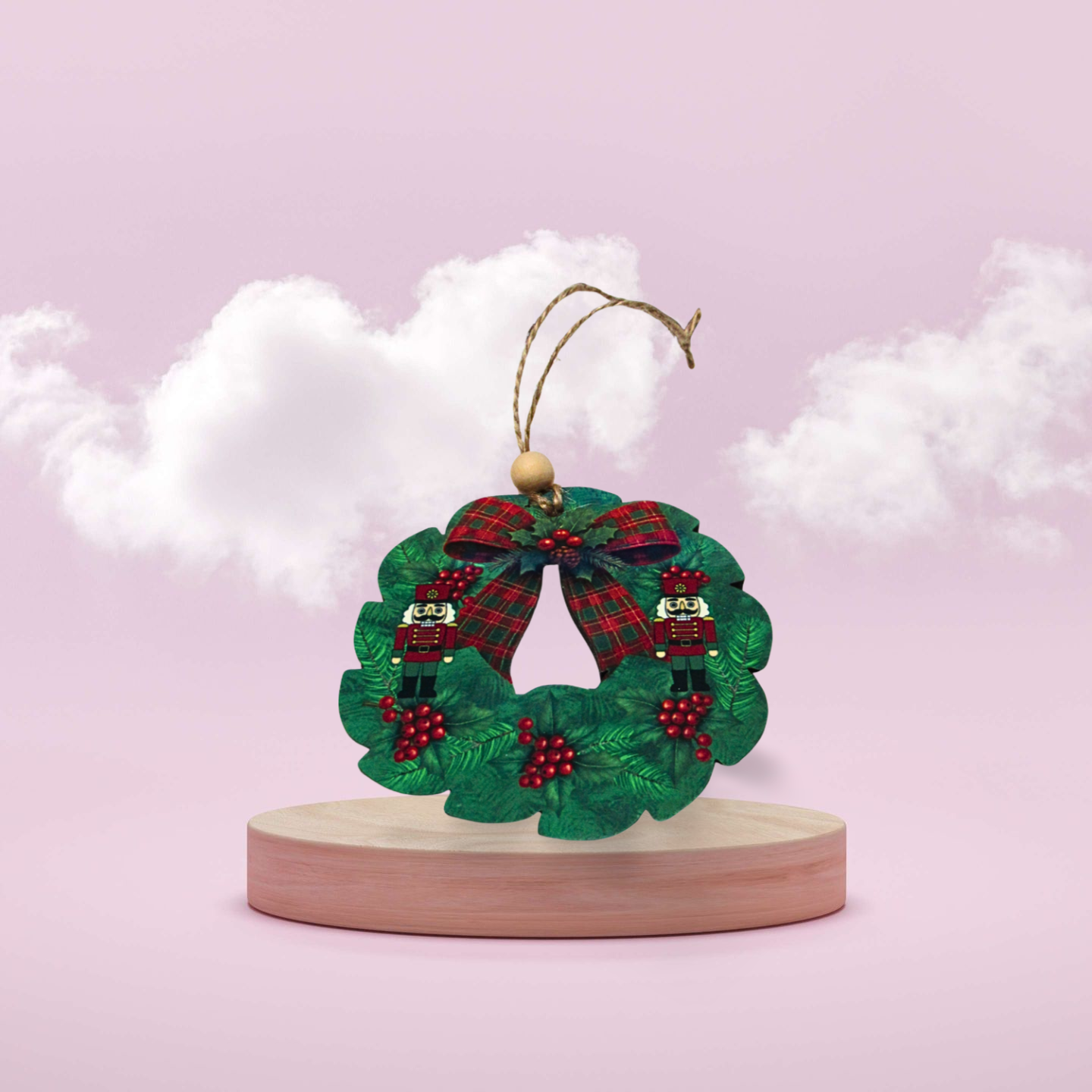 MDF-Bow Wreath Shaped MDF Sublimated Ornament