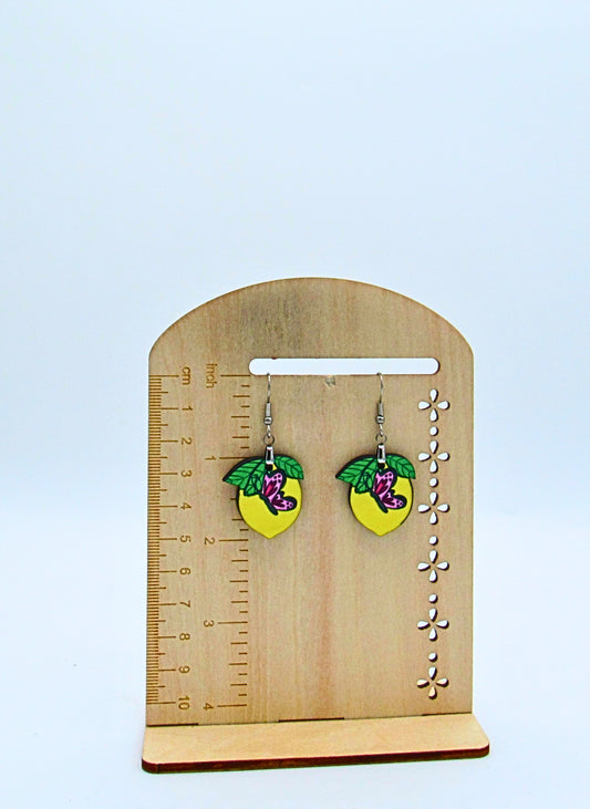 MDF-Lemon Shaped Sublimated Earrings 1 inch
