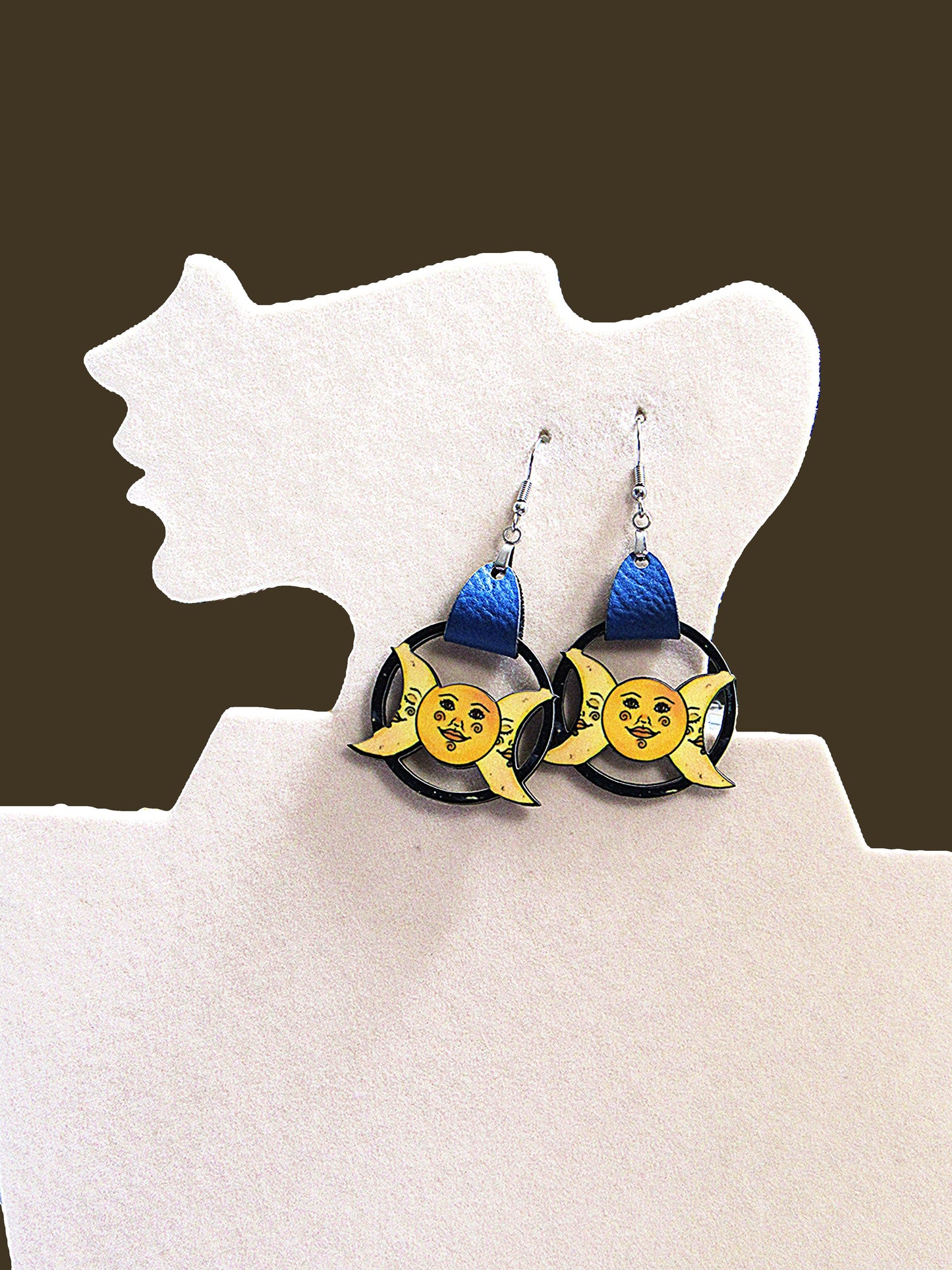 Round Celestial  Shaped Sublimated Earrings 1.5 inch