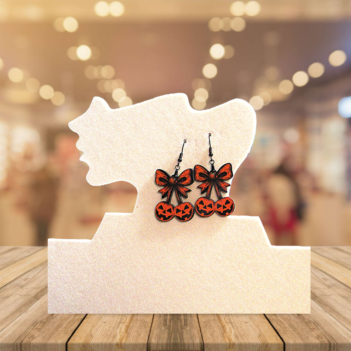 Bow with Cherries Shaped Sublimated Earrings 1.5 inch