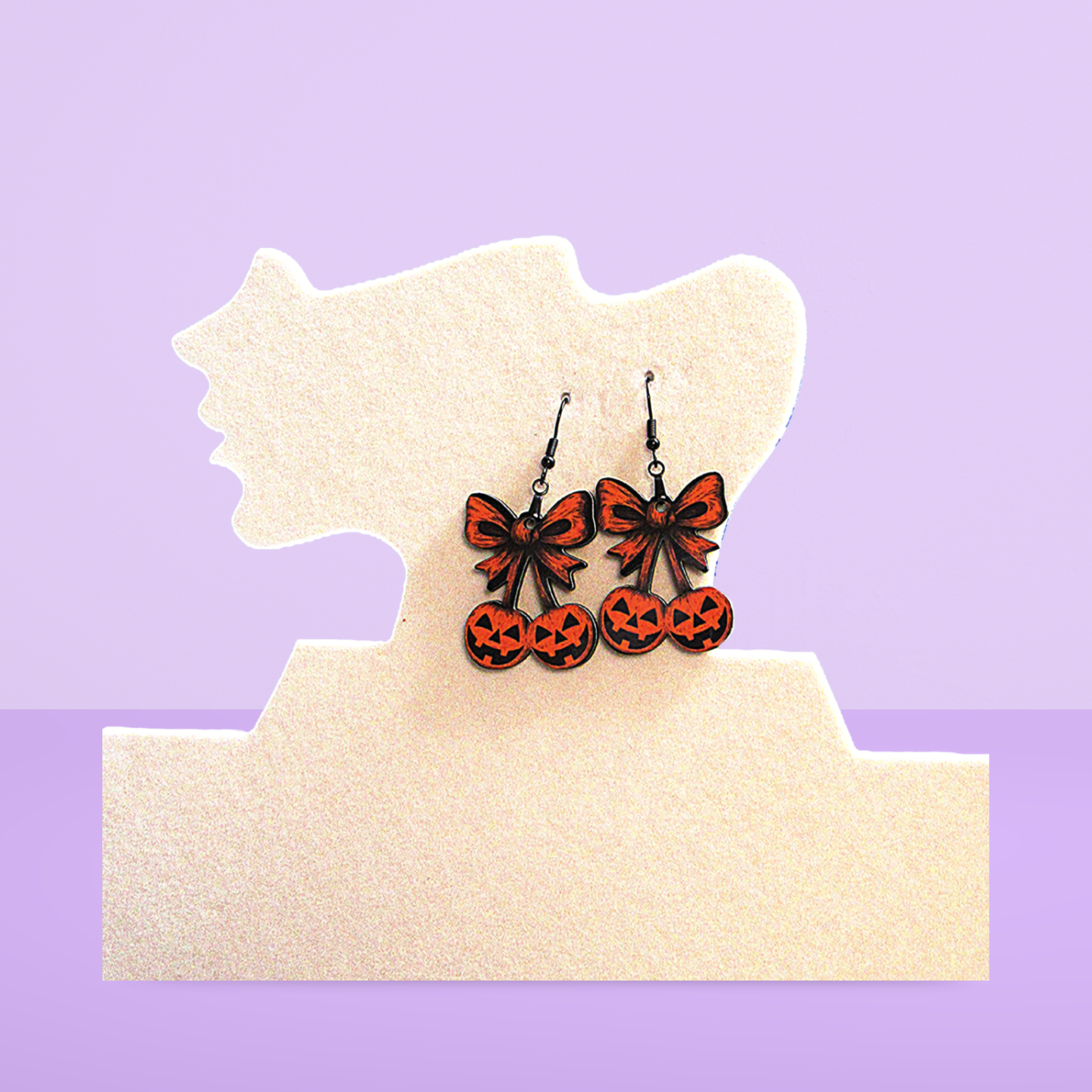 Bow with Cherries Shaped Sublimated Earrings 1.5 inch
