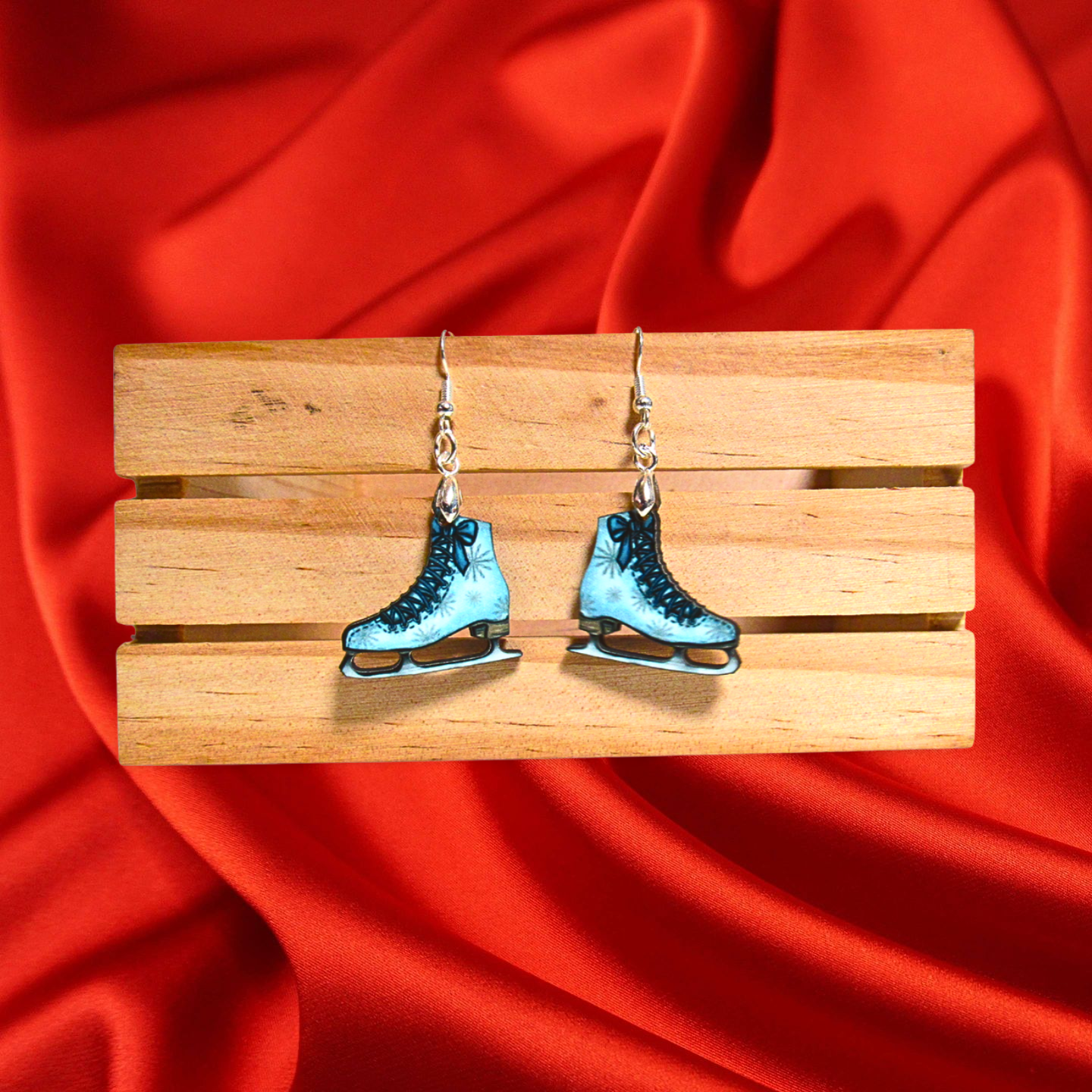 Ice Skate Shaped Sublimated Earrings 1 inch