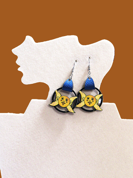 Round Celestial  Shaped Sublimated Earrings 1.5 inch