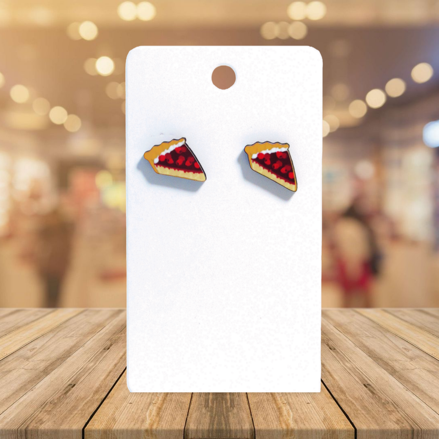 Pie Slice Shaped Sublimated Stud Earrings