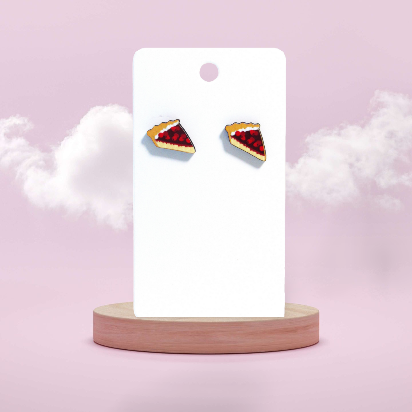 Pie Slice Shaped Sublimated Stud Earrings