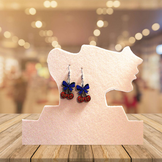 Bow with Cherries Shaped Sublimated Earrings 1.5 inch