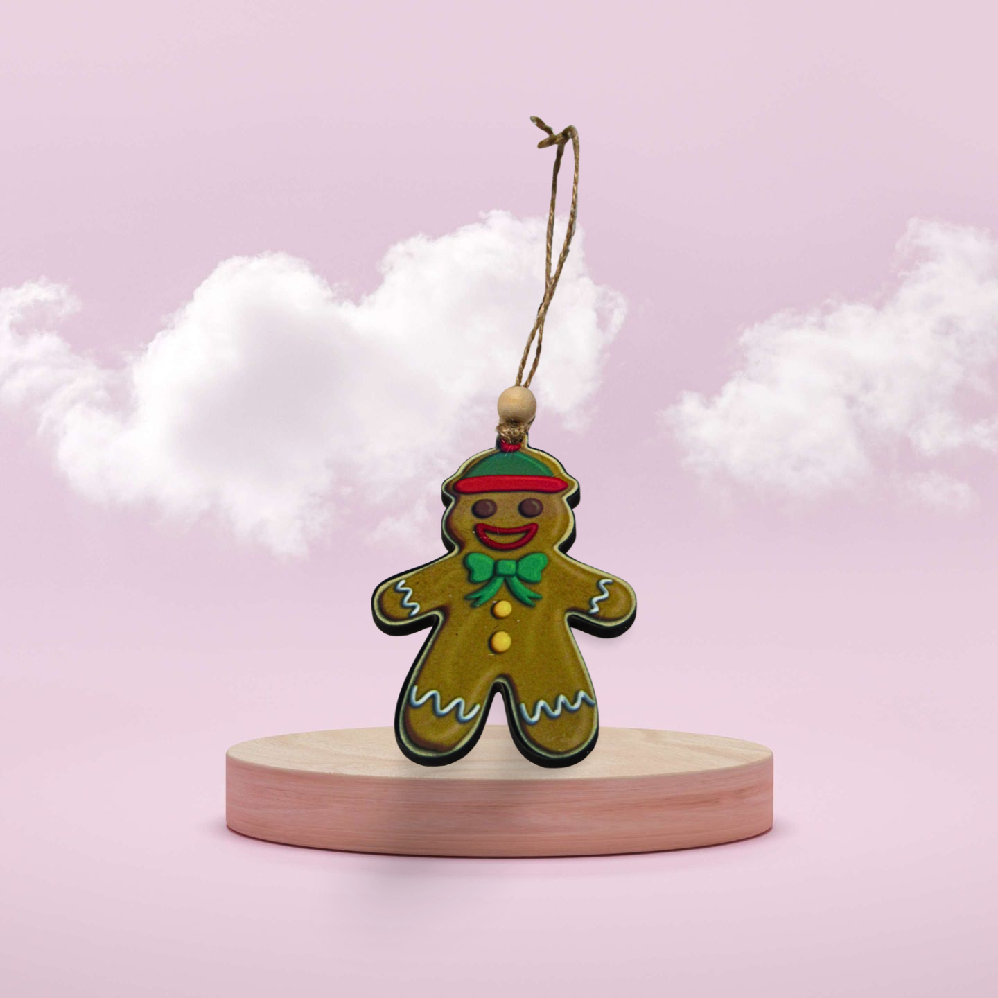 MDF- Gingerbread with Beanie Shaped Sublimated Ornament