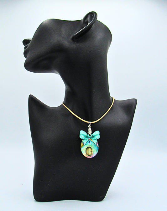 MDF-Egg with Bow Shaped Childs Sublimated Necklace