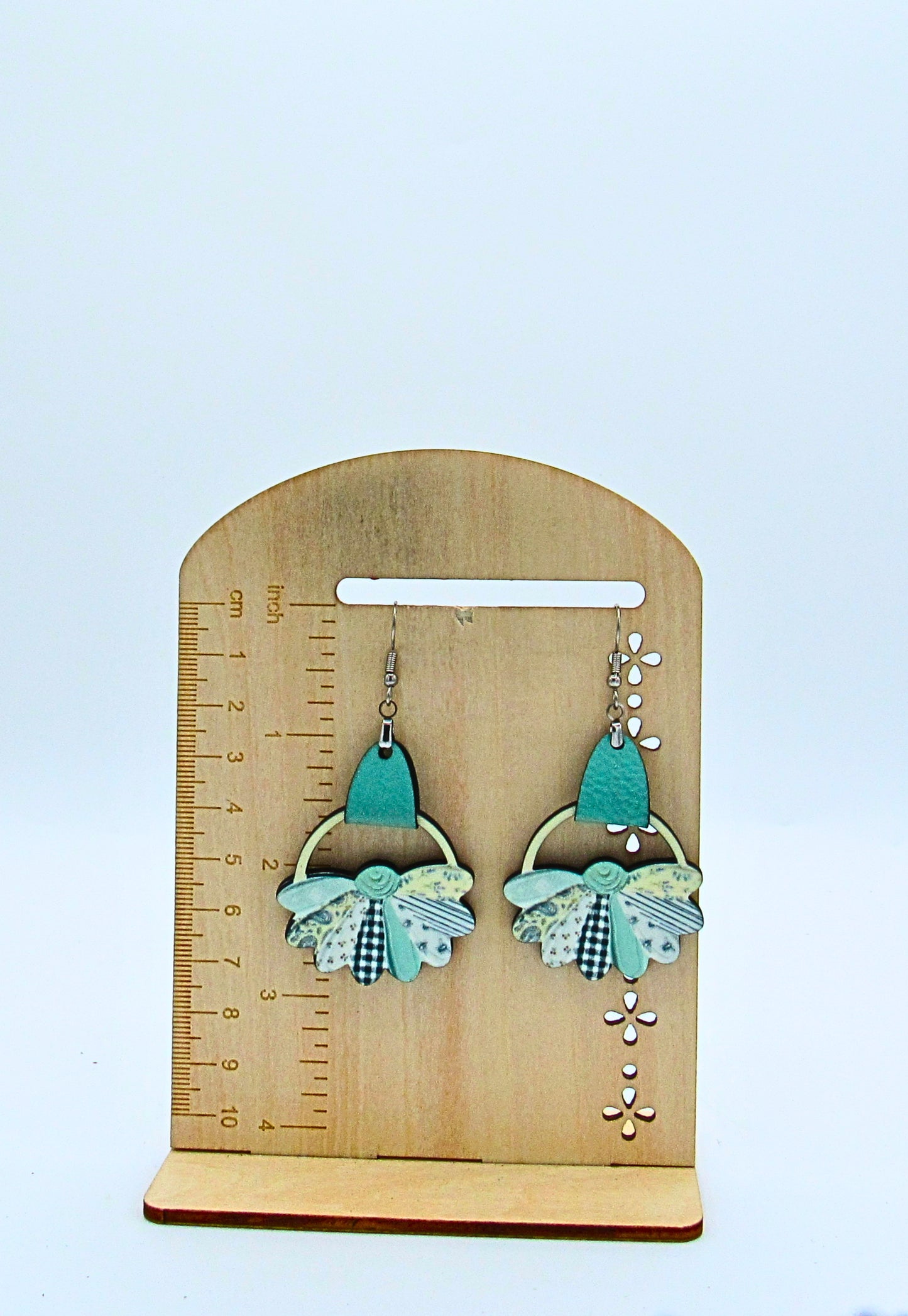 MDF and Faux Leather-Round Sunflower Shaped Sublimated Earrings 1.5 inch