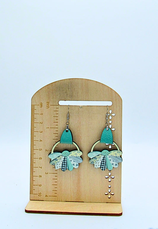 MDF and Faux Leather-Round Sunflower Shaped Sublimated Earrings 1.5 inch