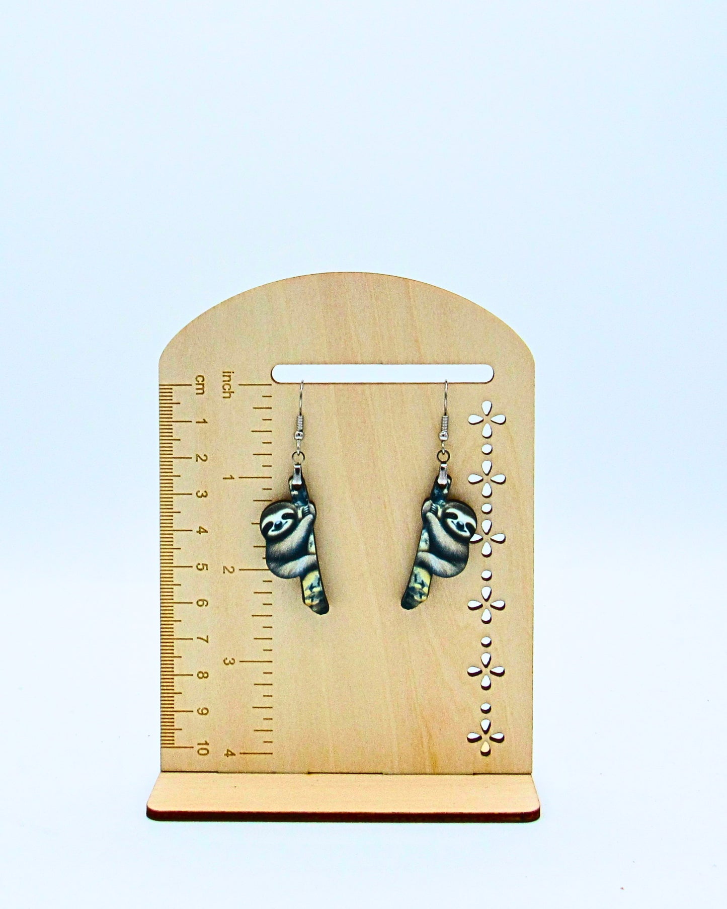MDF- Sloth Shaped Sublimated Earrings 1 inch