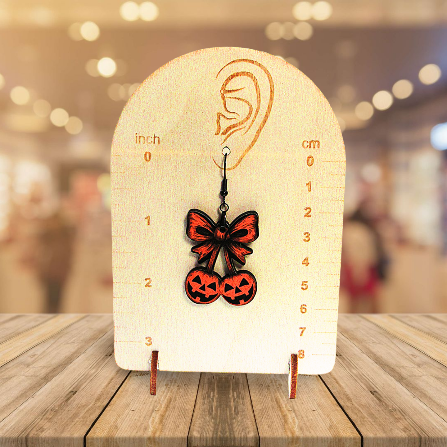 Bow with Cherries Shaped Sublimated Earrings 1.5 inch