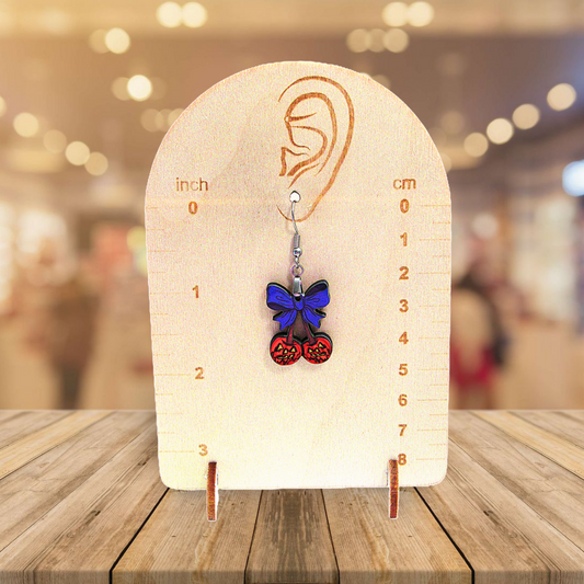 Bow with Cherries Shaped Sublimated Earrings 1 inch