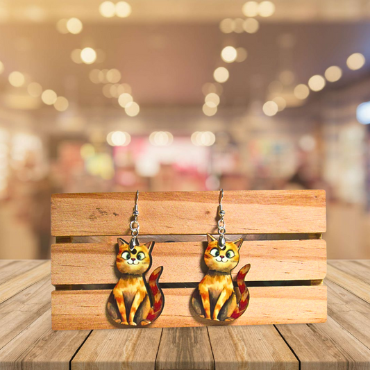 Cat Shaped Sublimated Earrings 1.5 inch
