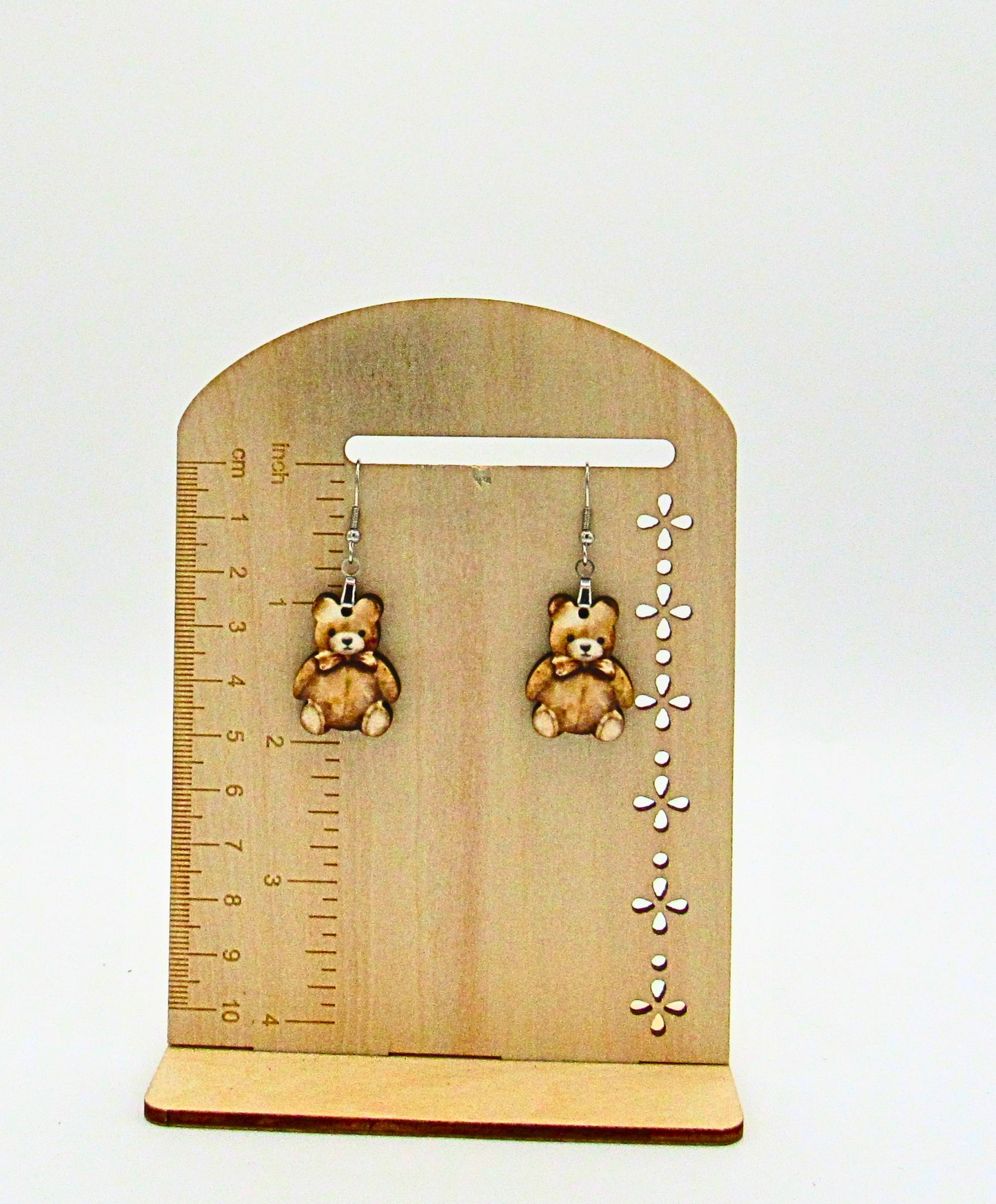MDF-Teddy Bear Shaped Sublimated Earring 1 inch