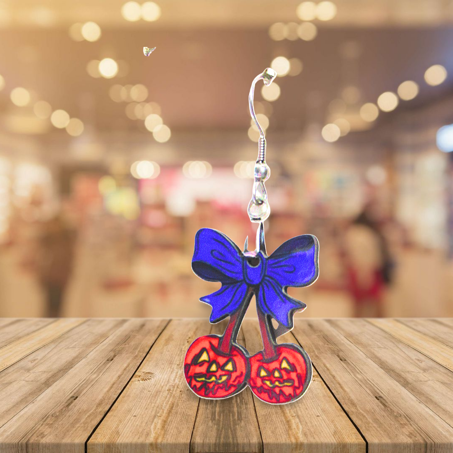 Bow with Cherries Shaped Sublimated Earrings 1.5 inch