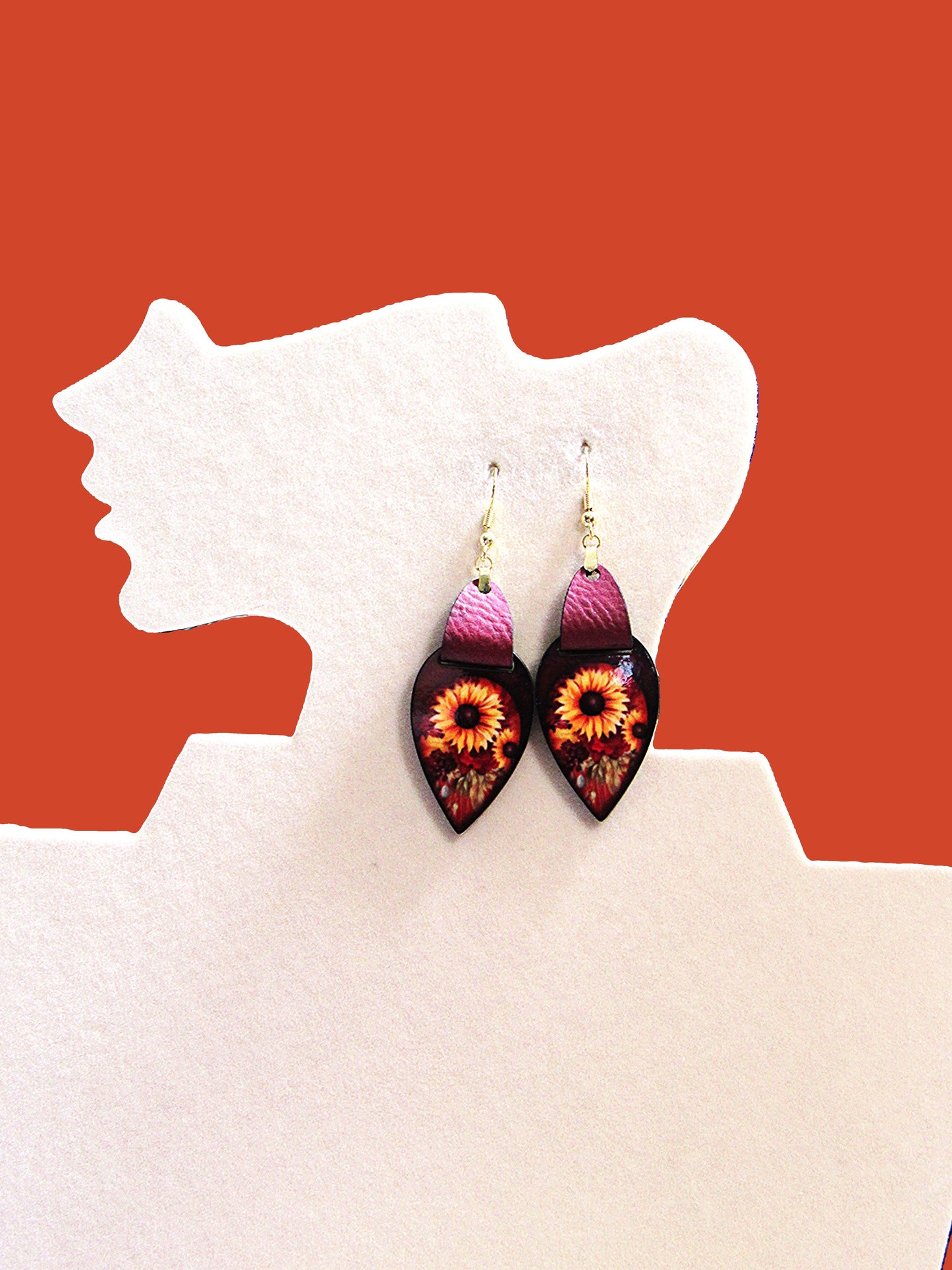 Faux Leather Teardrop Sublimated Earrings