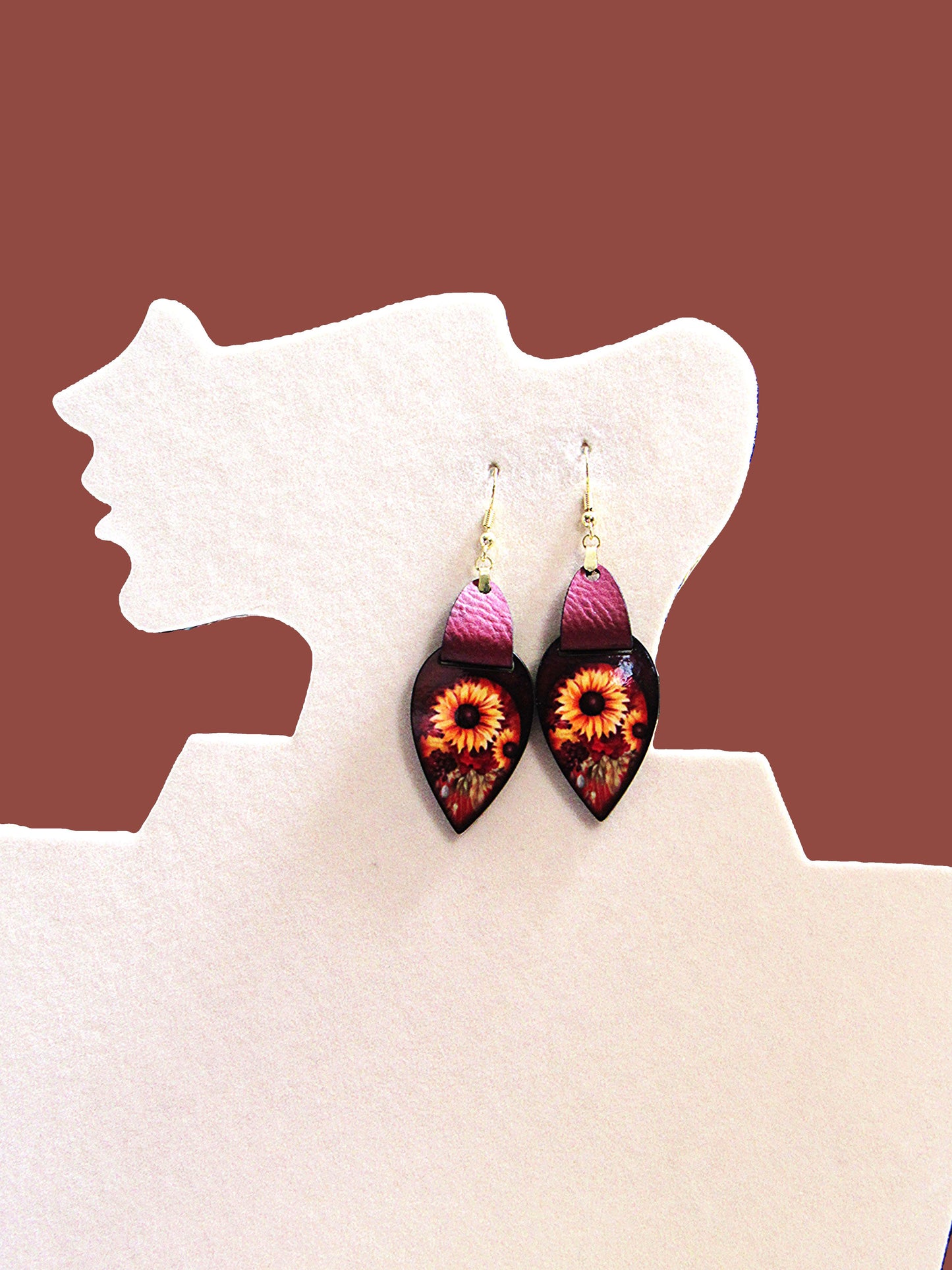 Faux Leather Teardrop Sublimated Earrings
