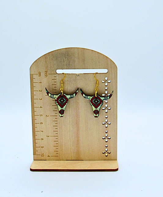 MDF-Steer Head Shaped Sublimated Earrings 1.5 inch