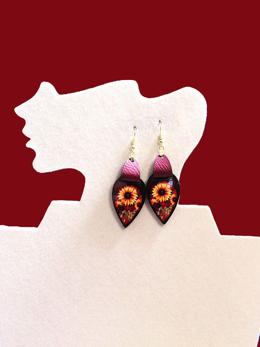 Faux Leather Teardrop Sublimated Earrings