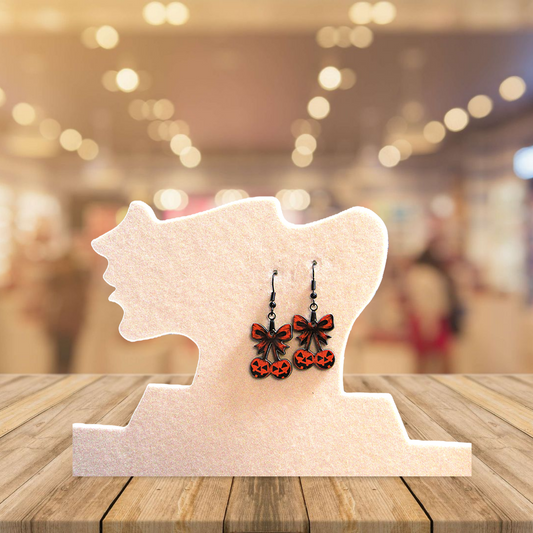 Cherries with Bow Shaped Sublimated Earrings 1 inch