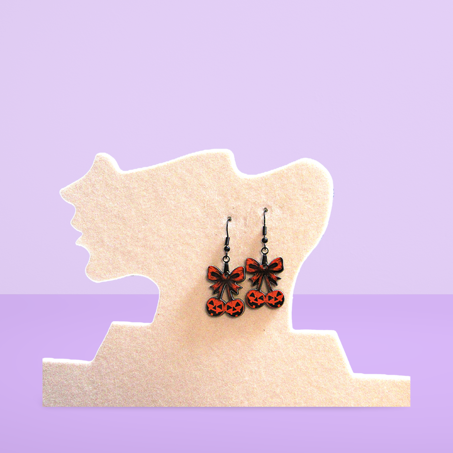 Cherries with Bow Shaped Sublimated Earrings 1 inch