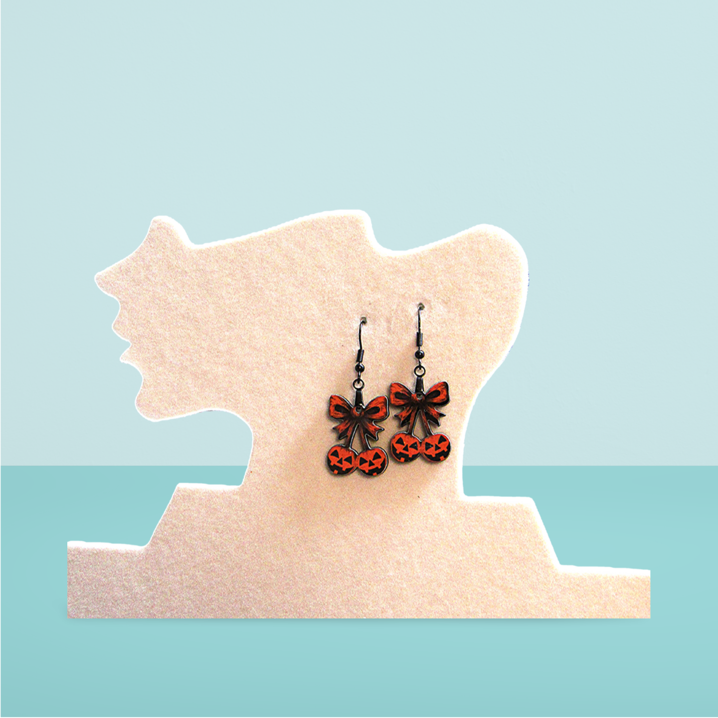 Cherries with Bow Shaped Sublimated Earrings 1 inch