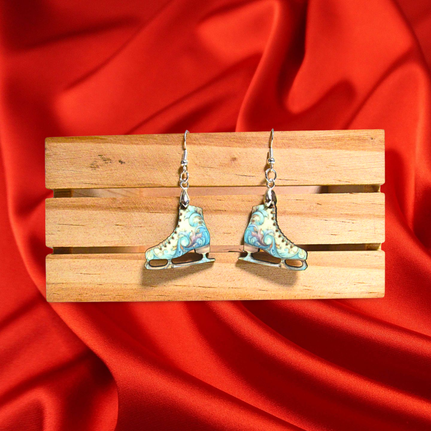 Ice Skate Shaped Sublimated Earrings 1 inch