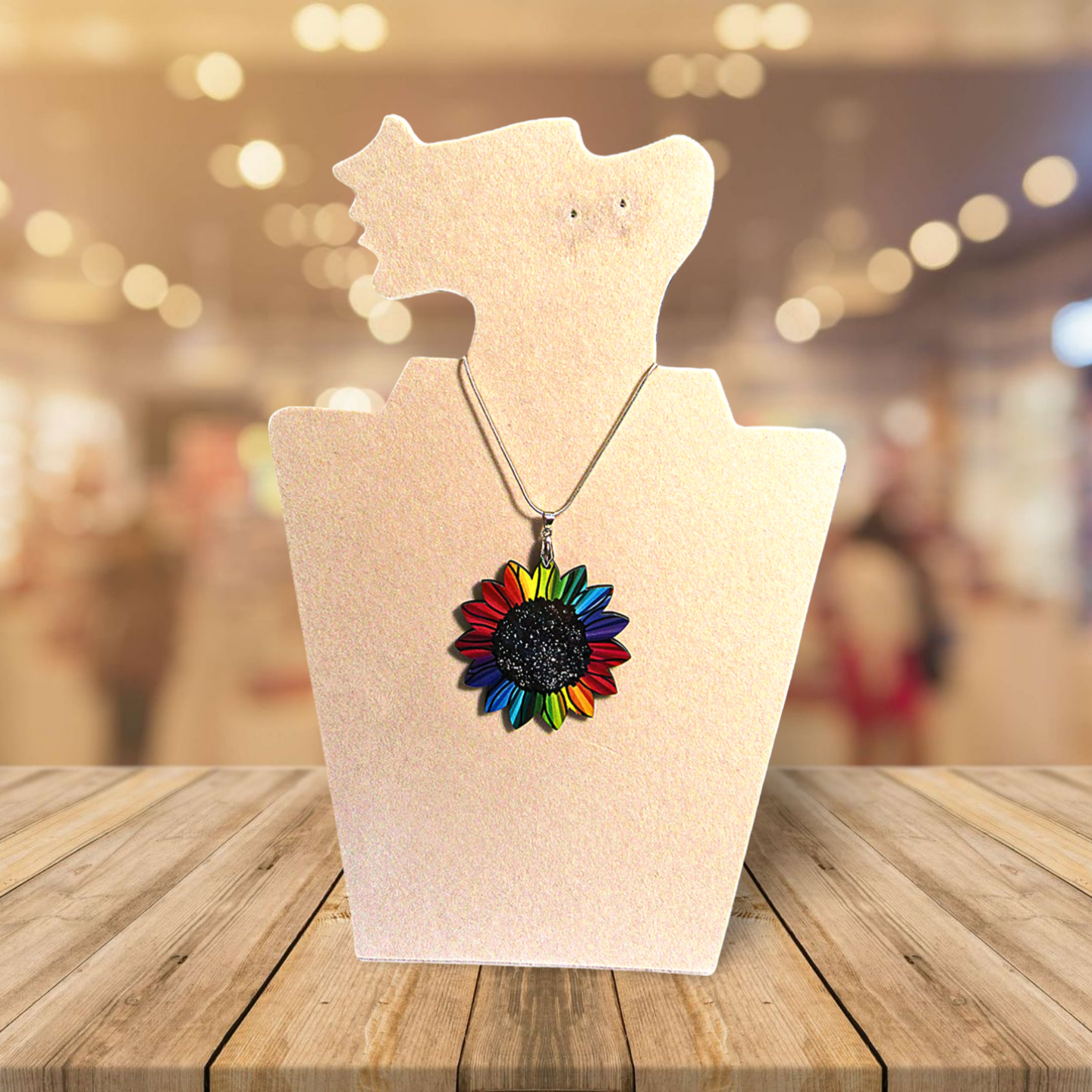 Sunflower Shaped Sublimated Necklace