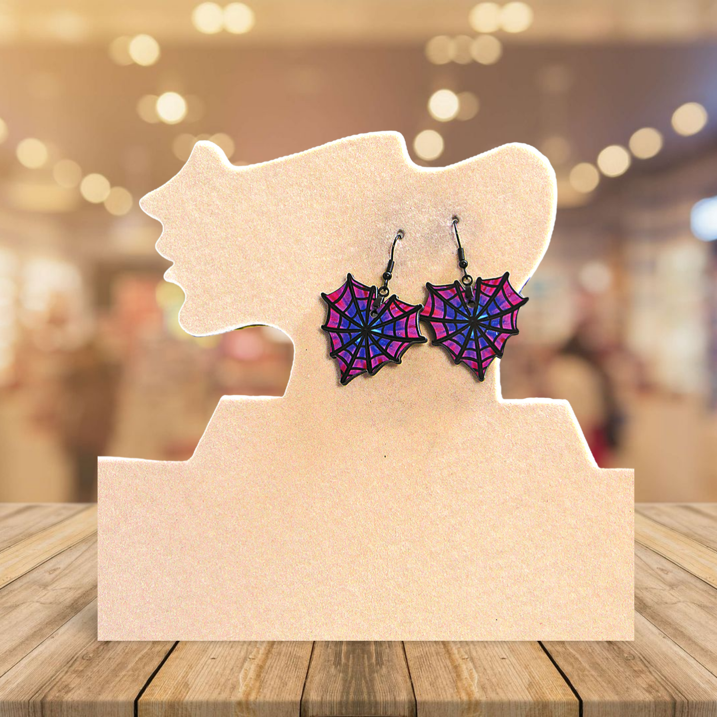Heart Web Shaped Sublimated Earrings 1.5 inch
