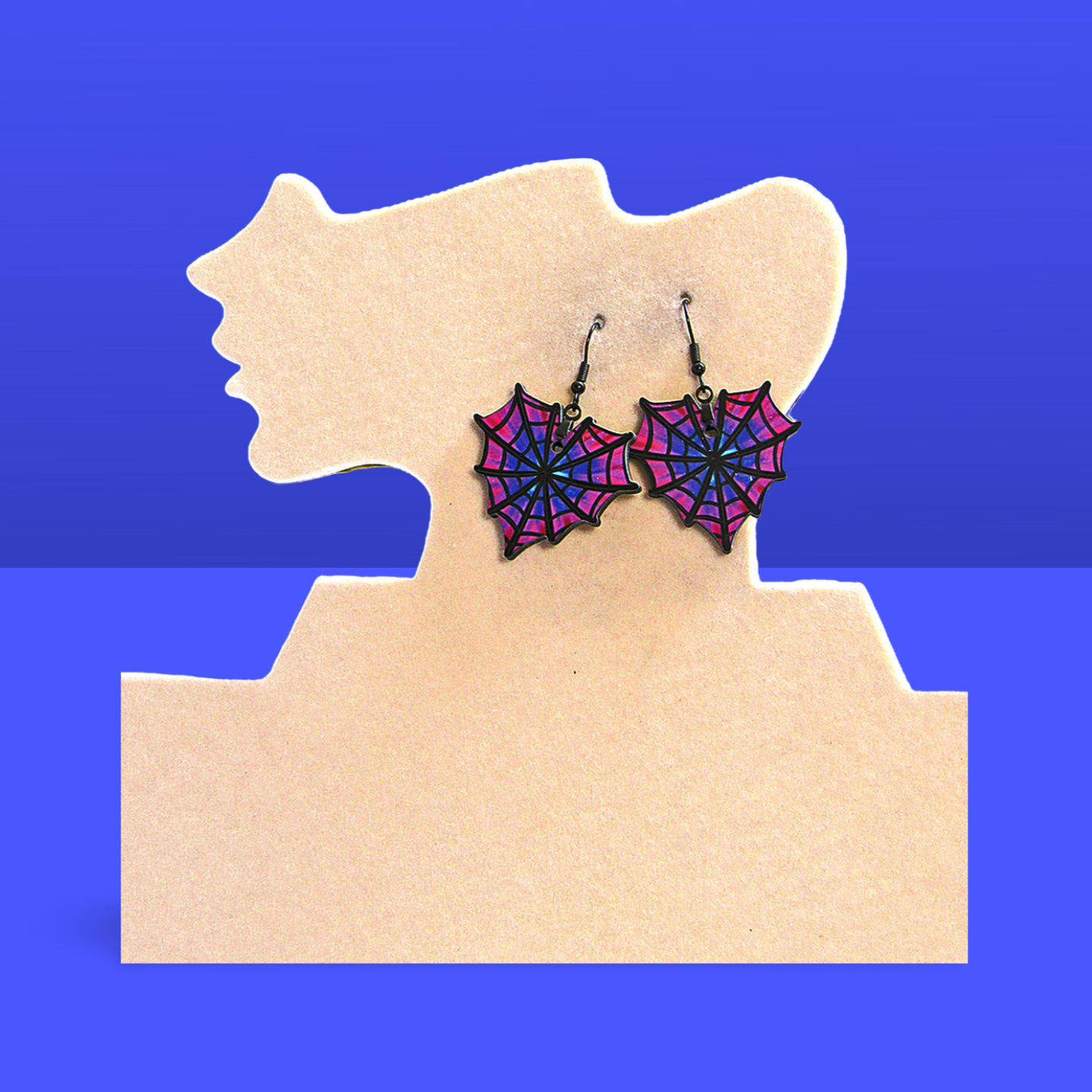 Heart Web Shaped Sublimated Earrings 1.5 inch