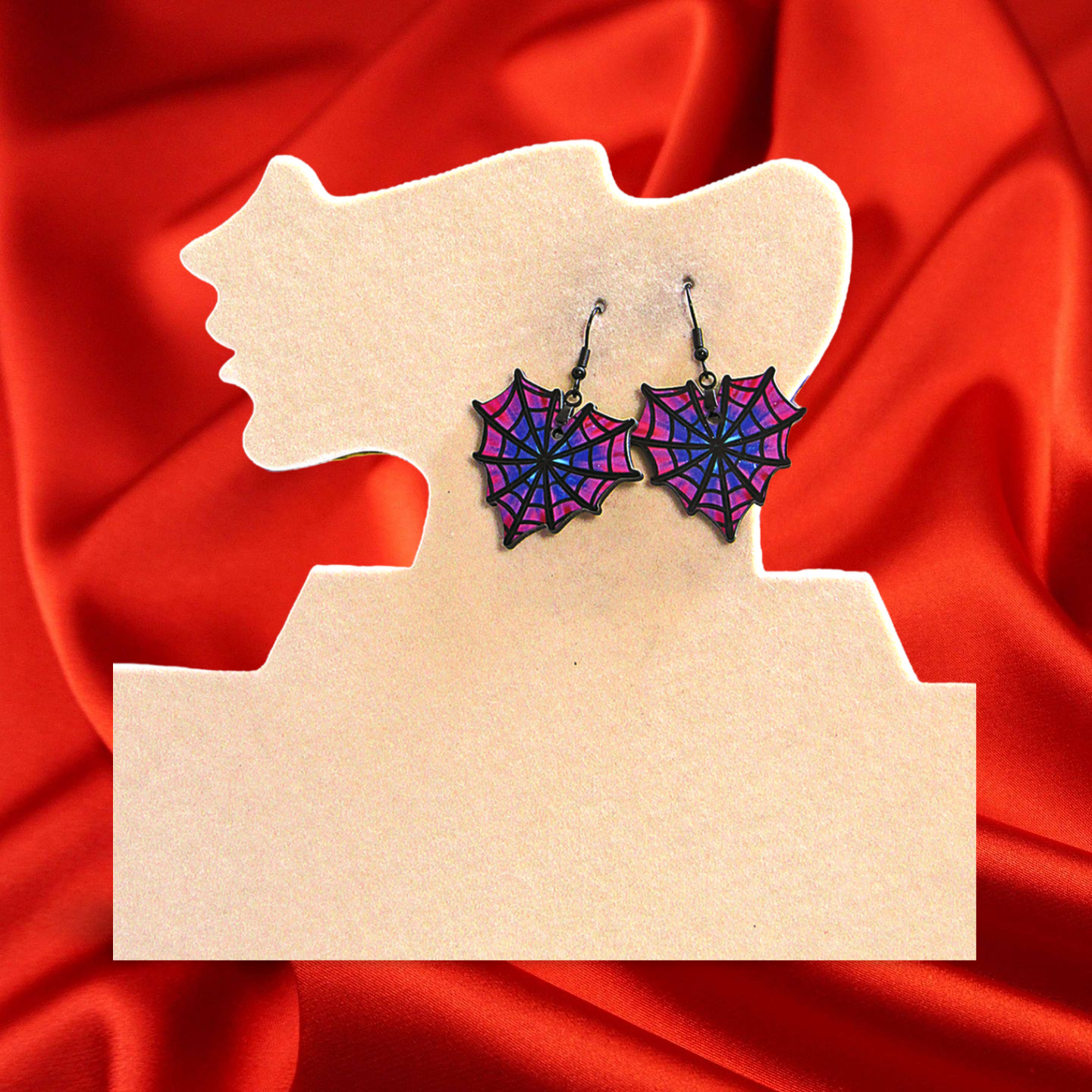 Heart Web Shaped Sublimated Earrings 1.5 inch
