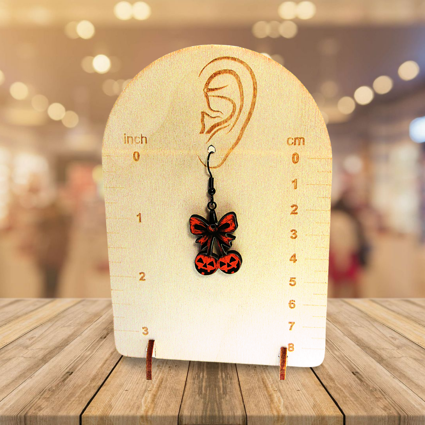 Cherries with Bow Shaped Sublimated Earrings 1 inch