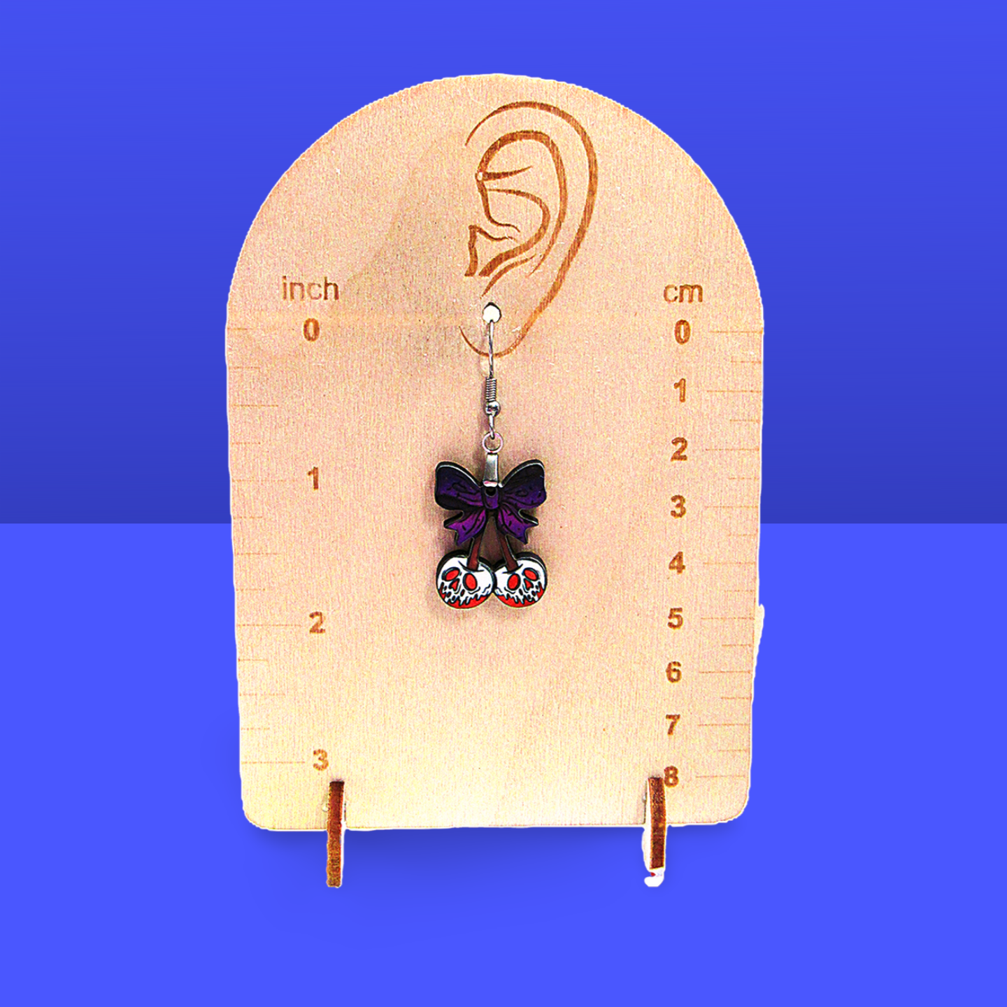 Cherries with Bow Shaped Sublimated Earrings 1 inch