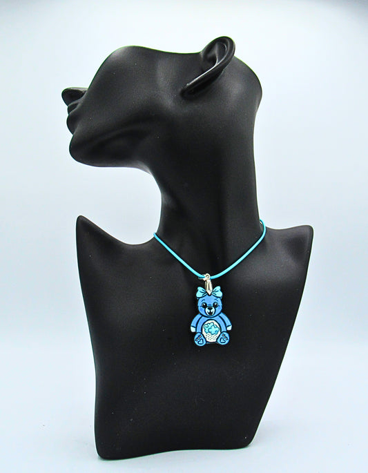 MDF-Teddy Bear with Bow Shaped Childs Sublimated Necklace Feelings