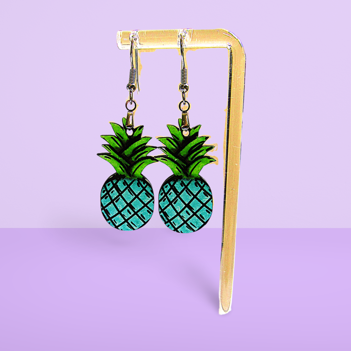 Pineapple Shaped Sublimated Earrings 1.5 inch