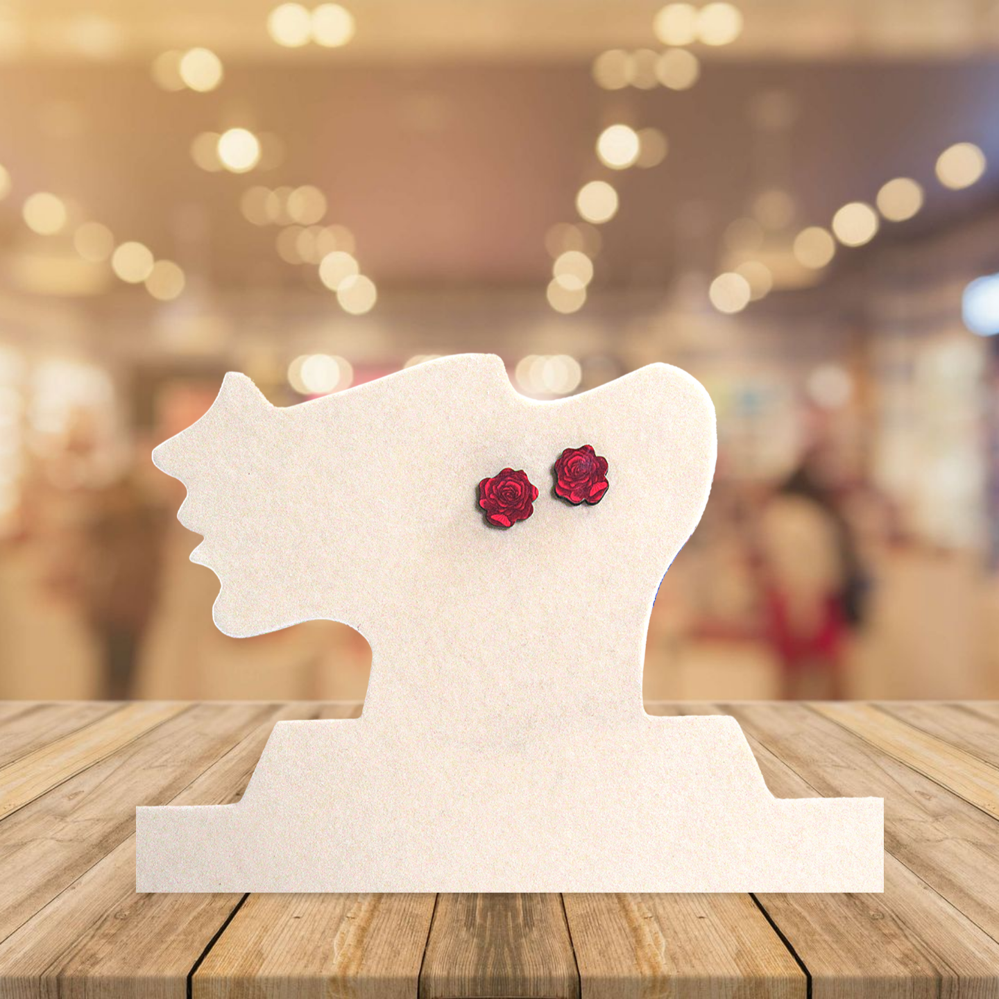 Rose Shaped Sublimated Stud Earrings