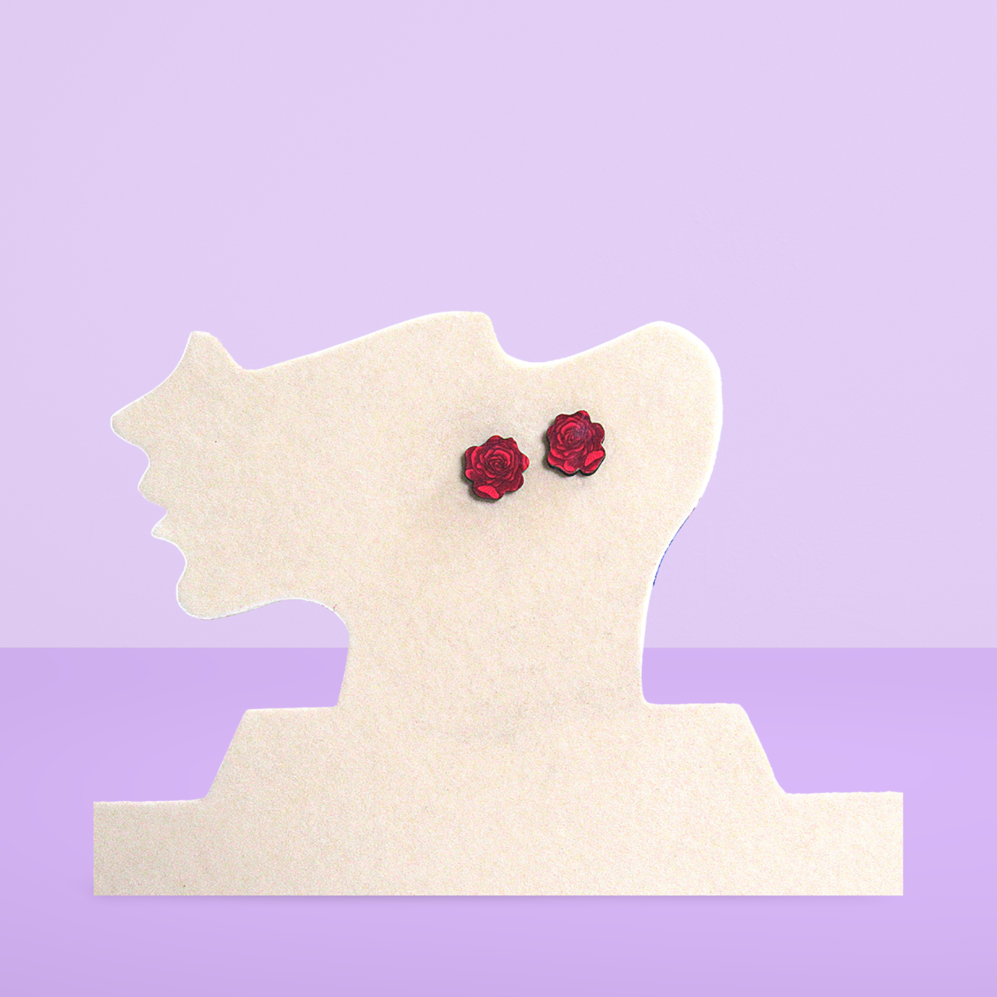Rose Shaped Sublimated Stud Earrings