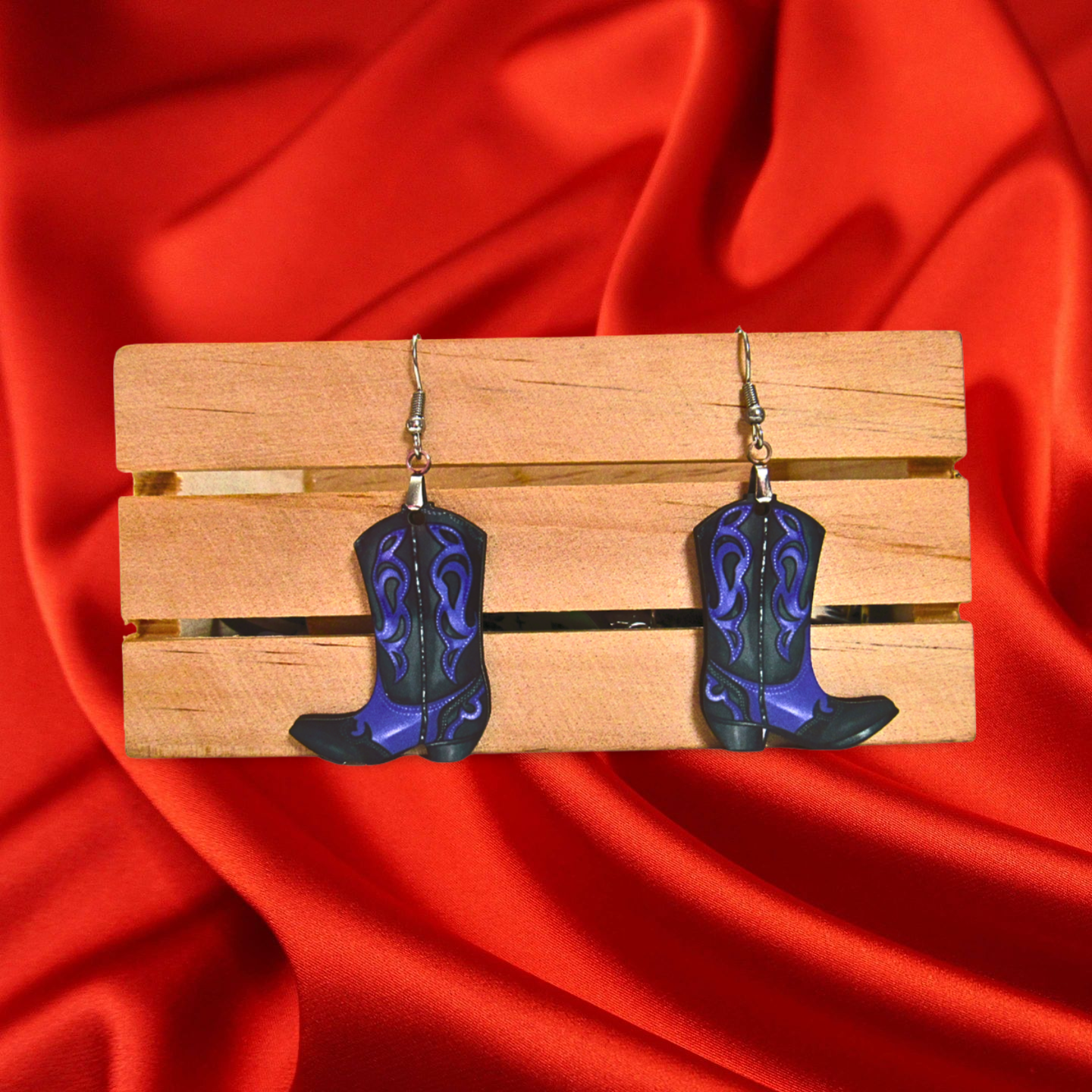 Cowboy Boot Shaped Sublimated Earrings