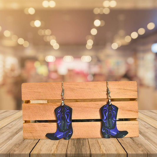 Cowboy Boot Shaped Sublimated Earrings