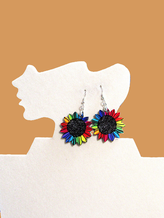 Sunflower Shaped Sublimated Earrings