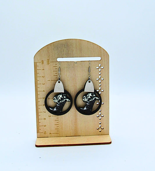 MDF and Faux leather Round Cowboy Boot and Hat Shaped Sublimated Earrings 1.5 inch