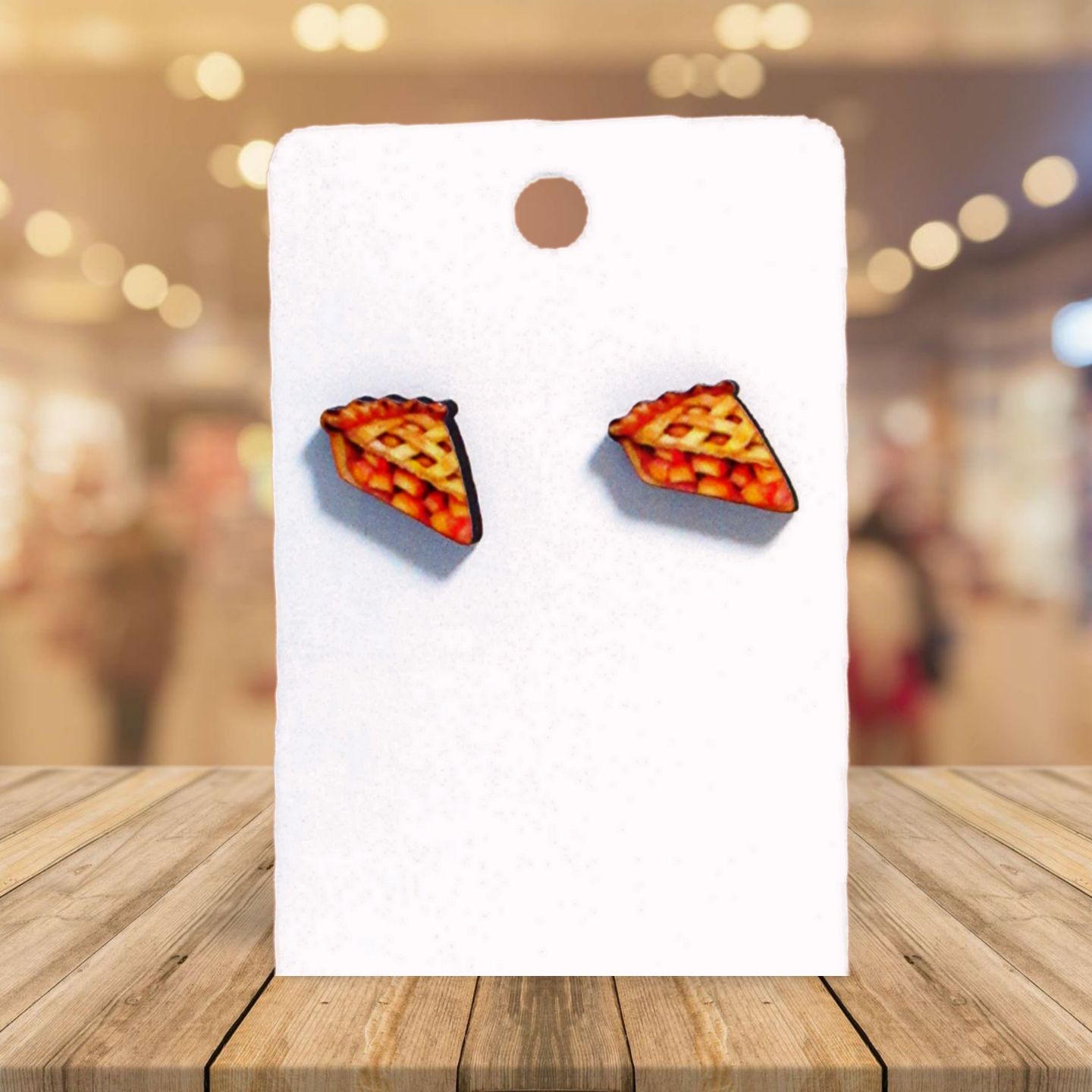 Pie Slice Shaped Sublimated Stud Earrings