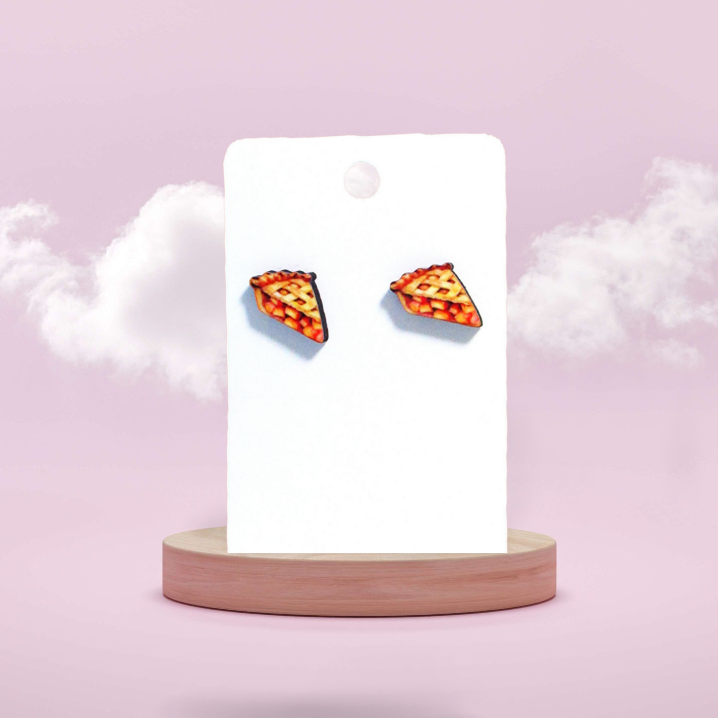 Pie Slice Shaped Sublimated Stud Earrings