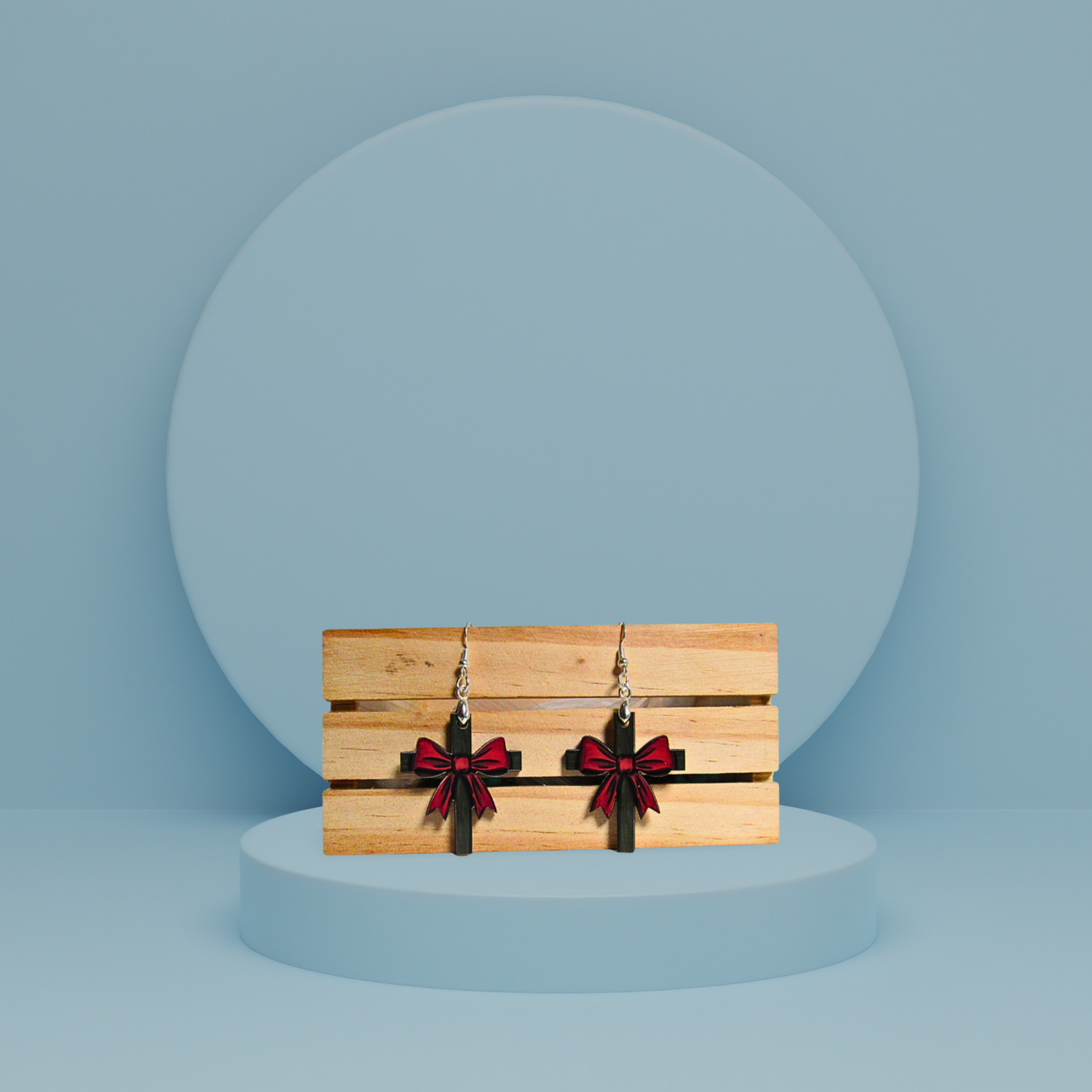 Cross with Bow Shaped Sublimated Earrings 1.5 inch